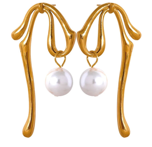 Bow and Pearl Earrings